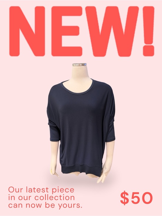 Simpli Tops - NWT Simpli for Evelyn& Arthur Relaxed Navy Women's Top -  Size 8